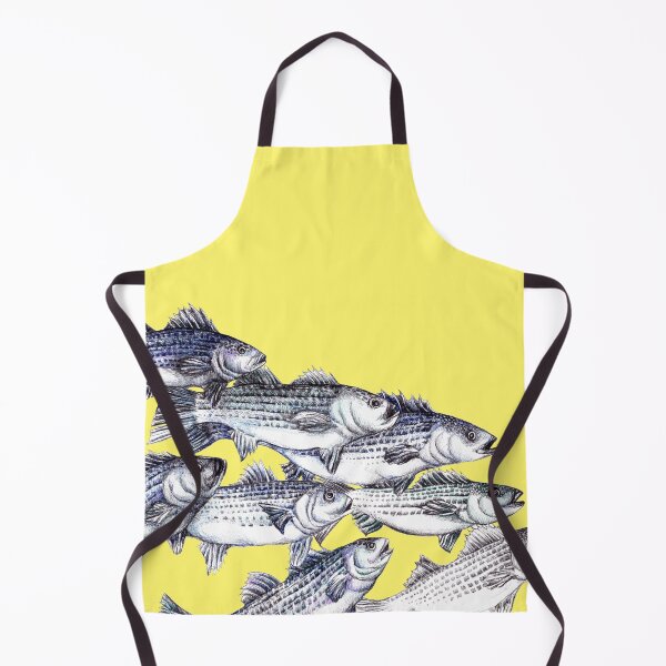 Item preview, Striped Bass Ink Drawing "Old School" - in Yellow designed and sold by Michelebuttons.