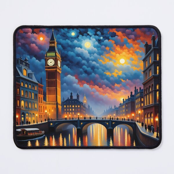 Item preview, Surrealism dark fantasy night London Big Ben, river Thames designed and sold by Coolparrotgirl.