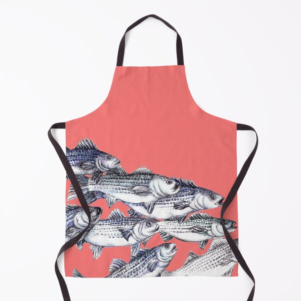 Item preview, Striped Bass Ink Drawing "Old School" - in Preppy Coral designed and sold by Michelebuttons.
