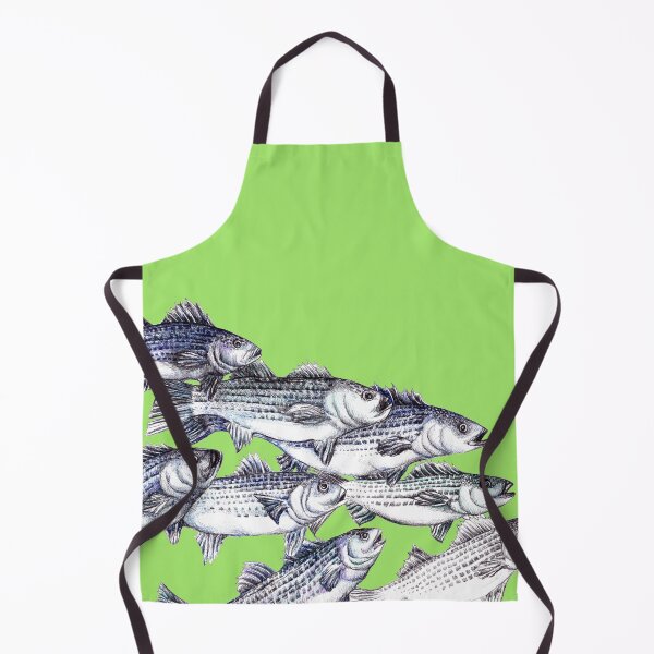 Item preview, Striped Bass Ink Drawing "Old School" - in Bright Lime designed and sold by Michelebuttons.