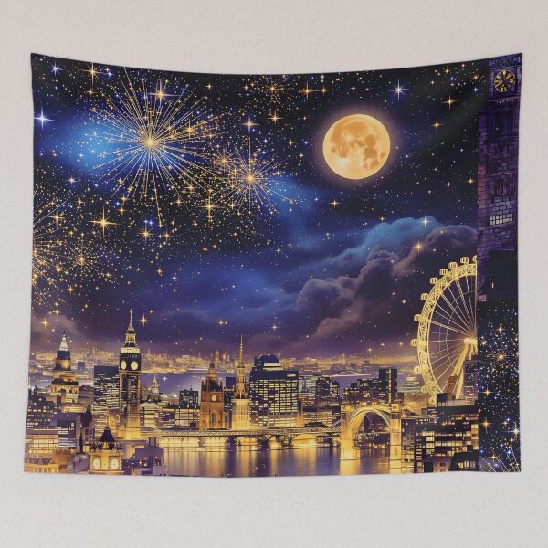 Item preview, Surrealism dark fantasy night London Big Ben, river Thames designed and sold by Coolparrotgirl.