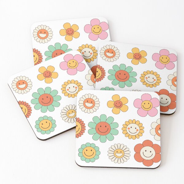 Item preview, smiley happy colorful flowers  designed and sold by smallpawsinc.