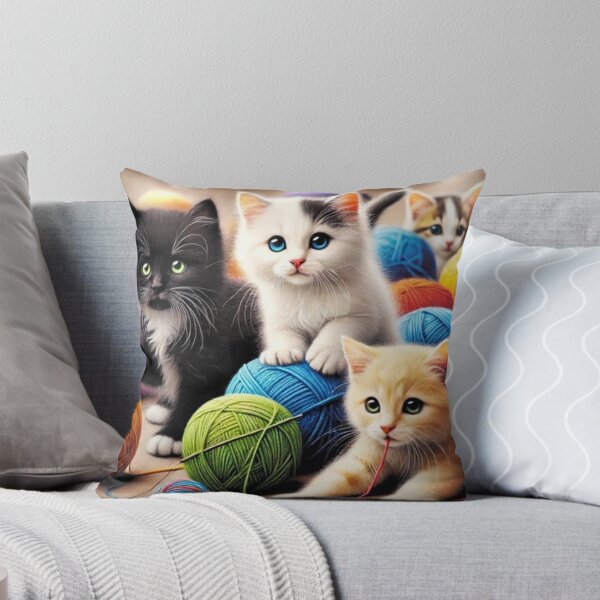 Aperçu de l'œuvre Chatons mignons jouant avec des pelotes de laine créée et vendue par BackgroundND.