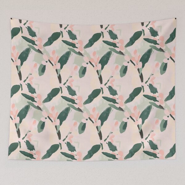 Item preview, Abstract Floral Soft Pink and Dark Green  designed and sold by kansaikate.