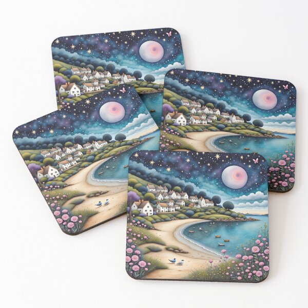 Item preview, Seaside town at night in England designed and sold by Coolparrotgirl.
