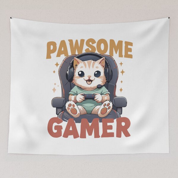 Item preview, pawsome gamer cat designed and sold by Lydyb-creations.