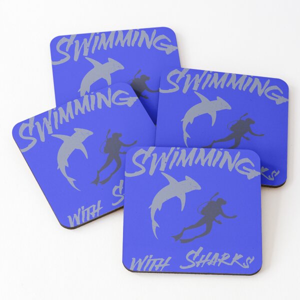 Item preview, Swimming with Sharks – Scuba Diver and Shark Ocean Adventure  designed and sold by donwillisjrart.