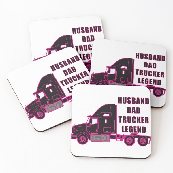 Item preview, Husband Dad Trucker Legend | Pink Semi-Truck Gift for Truckers designed and sold by Brian Gollob Creative Art.