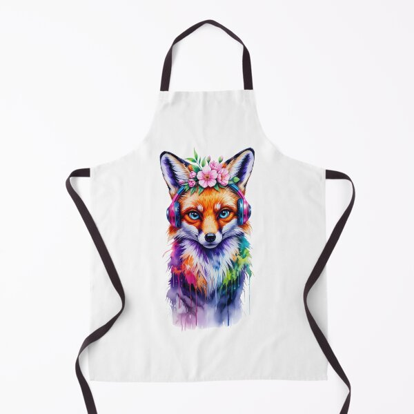 Item preview, Vibrant Watercolor Fox with Floral Headphones designed and sold by Illustrobe.