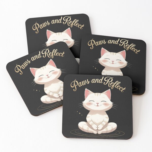 Item preview, paws and reflect meditation yoga cat designed and sold by GogoGrove.