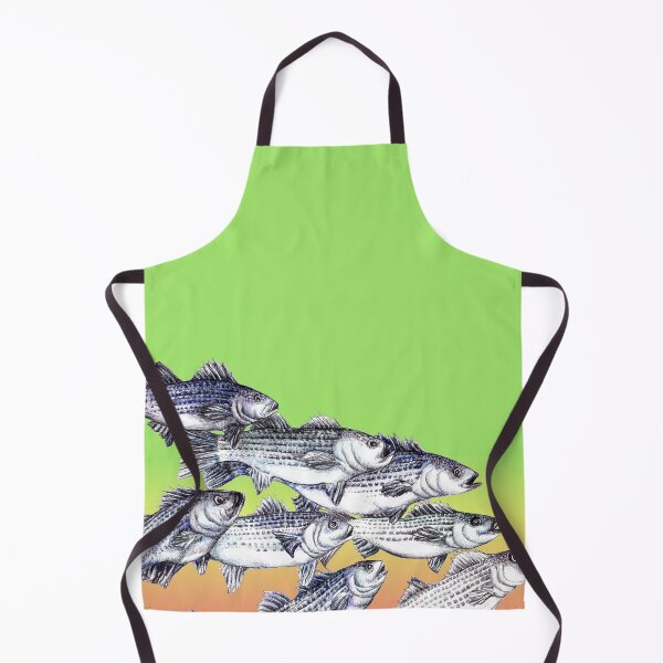 Item preview, Striped Bass Ink Drawing "Old School" - in Sherbet Ombre designed and sold by Michelebuttons.