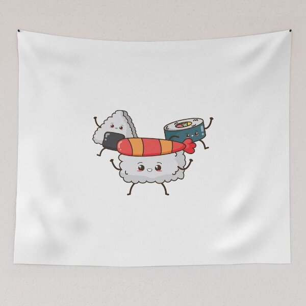 Item preview, kawaii sushi & rice cute characters funny designed and sold by smallpawsinc.