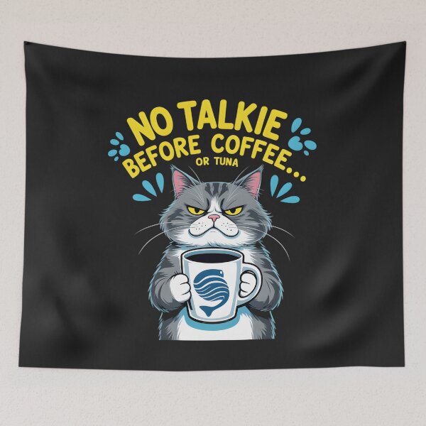 Artikelvorschau, kein Talkie vor Kaffee oder Thunfisch, böse Katze entworfen und verkauft von GogoGrove.