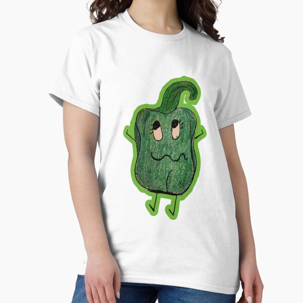 Item preview, Green pepper cartoon drawing designed and sold by Raineylanes.