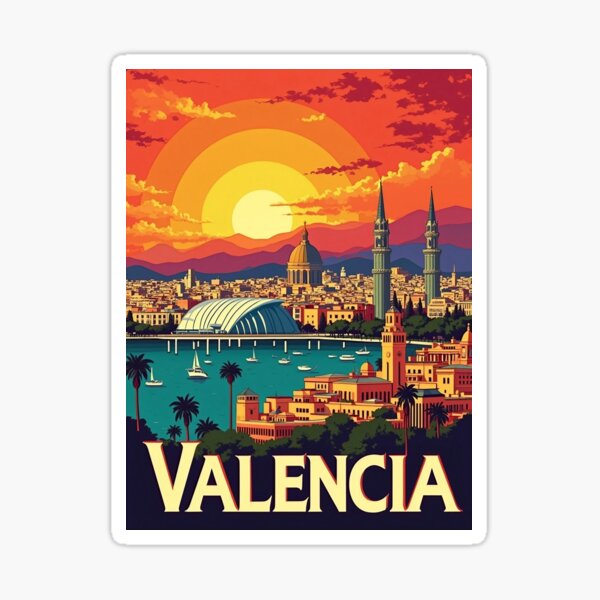 Item preview, Retro Pop Art Poster of Valencia | Vintage Valencia Wall Art | Colorful Spain Travel Print | Vibrant Mediterranean Decor designed and sold by PaintedPixels01.