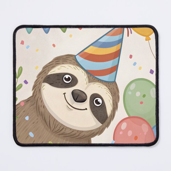 Item preview, happy birthday cute sloth in the party hat designed and sold by DuskTillDown.