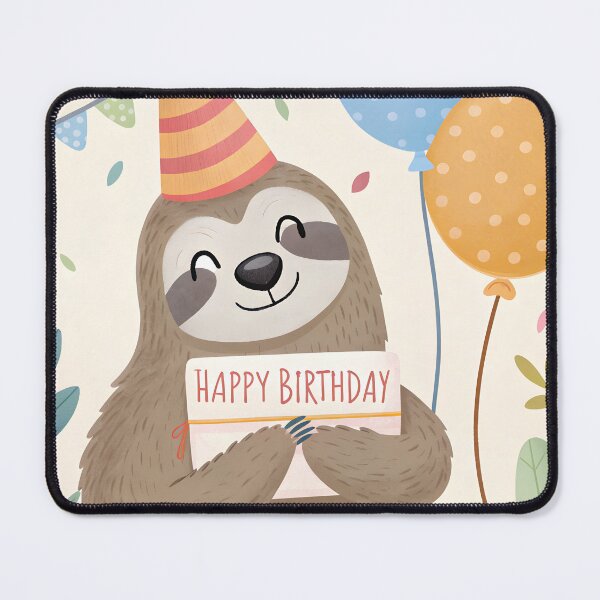 Item preview, happy birthday cute sloth in the party hat designed and sold by DuskTillDown.