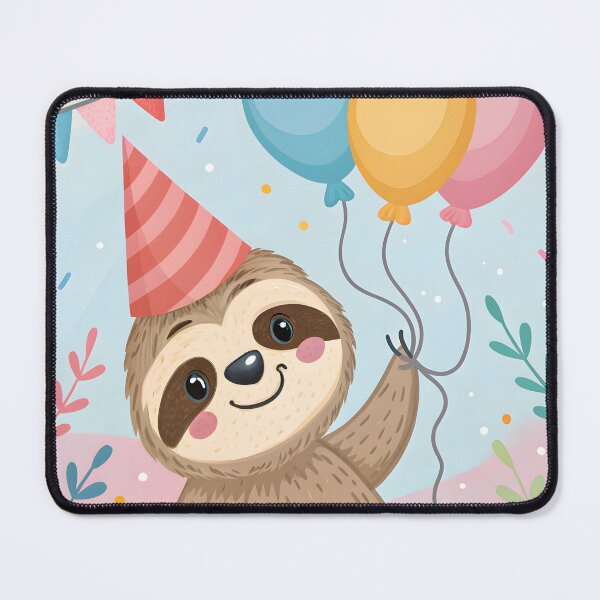 Item preview, Happy birthday cute sloth in the party hat designed and sold by DuskTillDown.