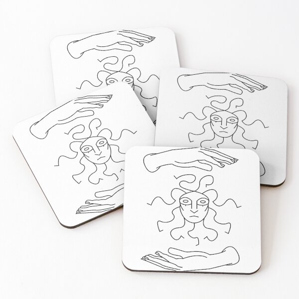 Item preview, A line art depiction of a solar face held between hands designed and sold by estebansequeira.
