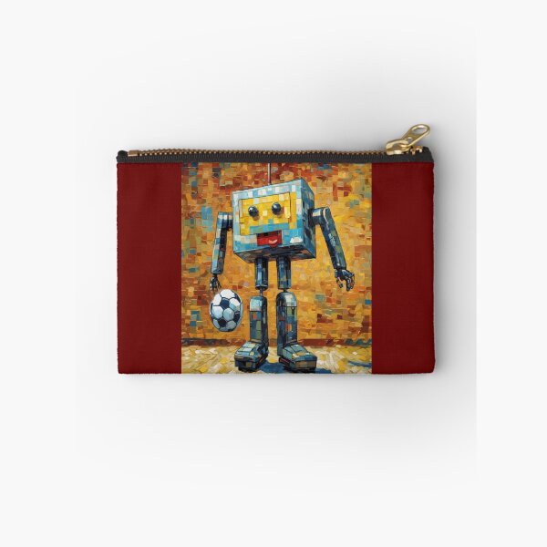 Item preview, "Smiling Mosaic Mech: Futuristic Robot Footballer" designed and sold by Artisticanvas.