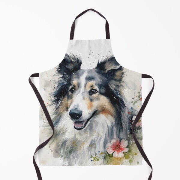 Item preview, Tricolor sheltland sheepdog watercolor with flowers designed and sold by Willow Art Boutique.