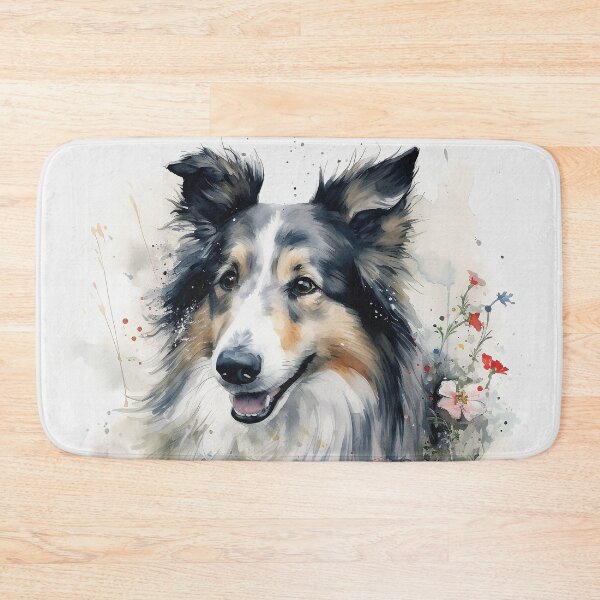 Item preview, Tricolor sheltland sheepdog watercolor with flowers designed and sold by Willow Art Boutique.