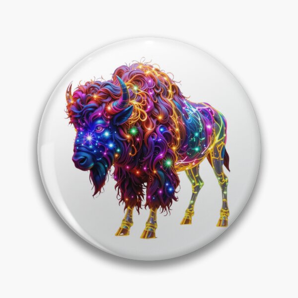Item preview, Neon Cosmic Bison – A Majestic Glow designed and sold by GloriousArtSKD.