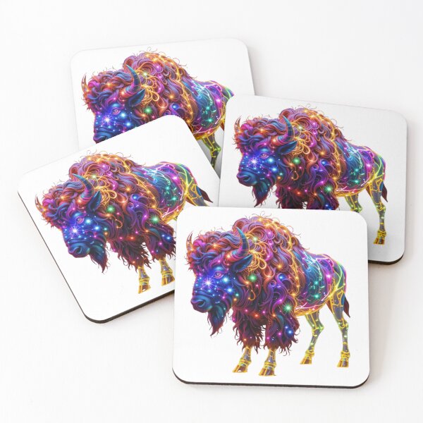 Item preview, Neon Cosmic Bison – A Majestic Glow designed and sold by GloriousArtSKD.