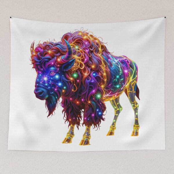 Item preview, Neon Cosmic Bison – A Majestic Glow designed and sold by GloriousArtSKD.