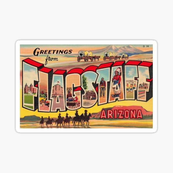 Item preview, Greetings From Flagstaff Arizona Vintage Postcard Design designed and sold by Nostalgia Tees, Stickers, Art & More.