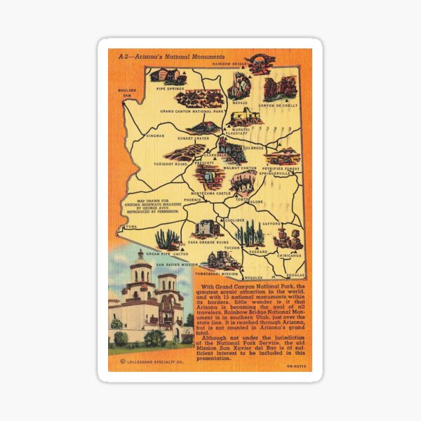 Item preview, Vintage Arizona's National Monuments Postcard designed and sold by Nostalgia Tees, Stickers, Art & More.