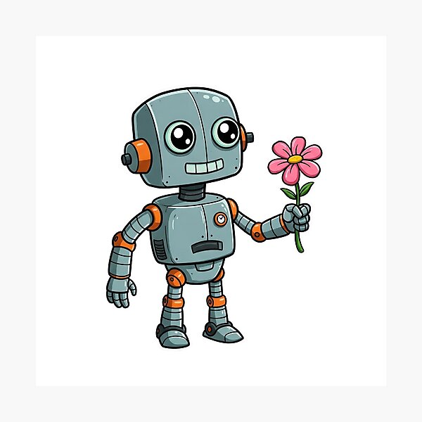 Item preview, flower loving robot designed and sold by ThirtyNumber.