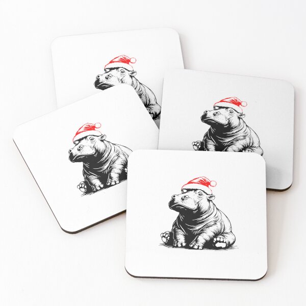 Artikelvorschau, Festliches Zwergflusspferd mit Weihnachtsmütze entworfen und verkauft von JollyCritters.