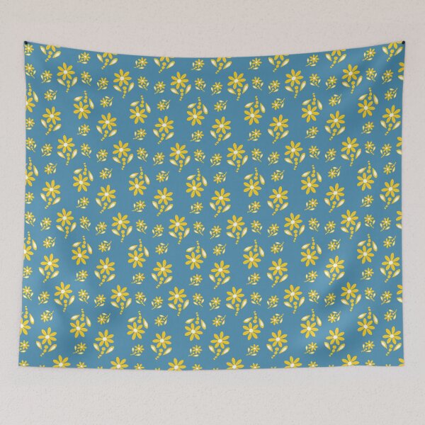 Item preview, abstract daisy pattern: yellow & blue designed and sold by Kristin Frances.