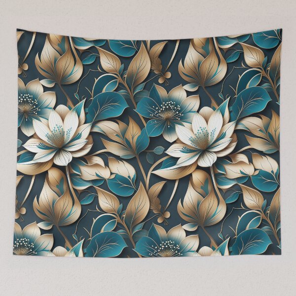 Item preview, Luxurious Gold & Teal Floral | Modern Botanical Elegance designed and sold by Juliette Ozkalfayan.