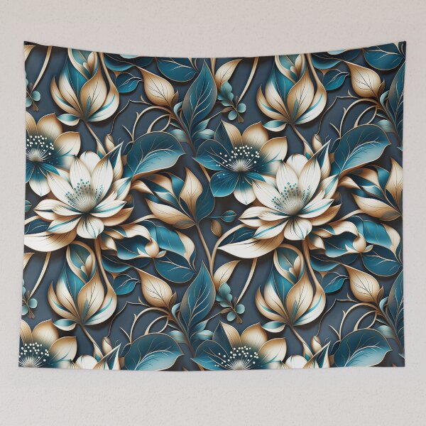 Item preview, Elegant Gold & Teal Botanical | Luxurious Floral Art designed and sold by Juliette Ozkalfayan.