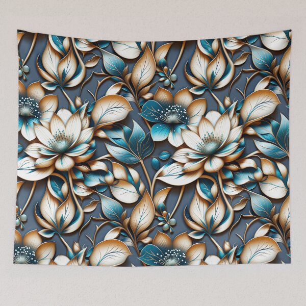 Item preview, Gilded Teal & Gold Floral | Luxurious Botanical Art designed and sold by Juliette Ozkalfayan.