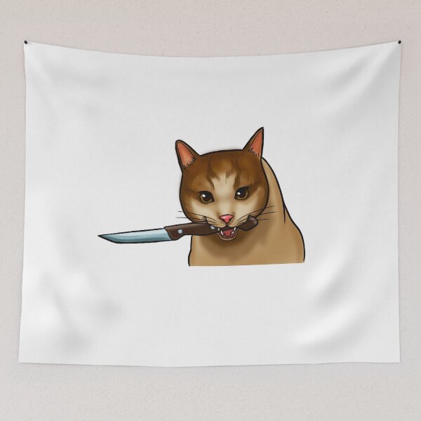 Item preview, cat with a knife designed and sold by linapinaa.