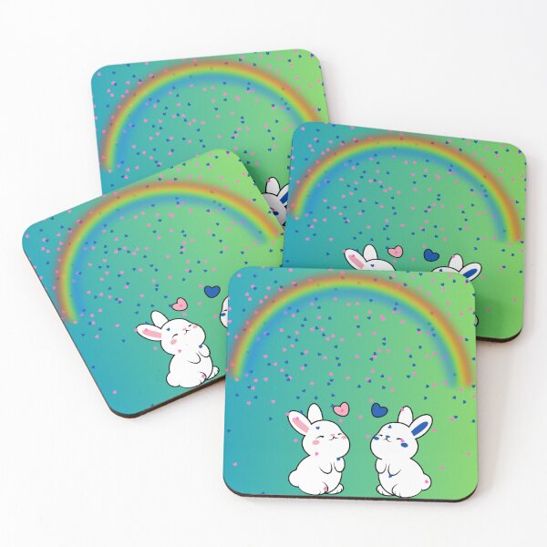 Item preview, Bunny lovers under a rainbow designed and sold by dinomonkey.