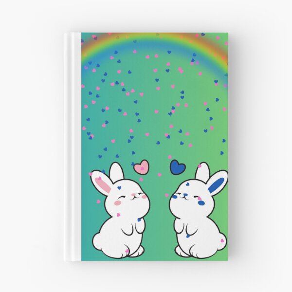Item preview, Bunny lovers under a rainbow designed and sold by dinomonkey.