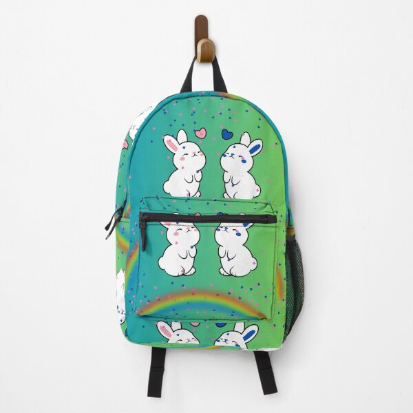 Item preview, Bunny lovers under a rainbow designed and sold by dinomonkey.