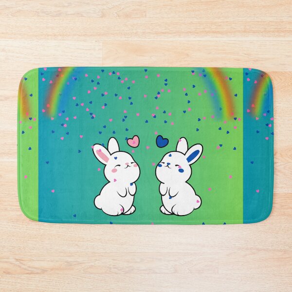 Item preview, Bunny lovers under a rainbow designed and sold by dinomonkey.