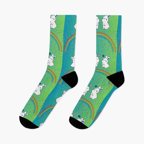 Item preview, Bunny lovers under a rainbow designed and sold by dinomonkey.