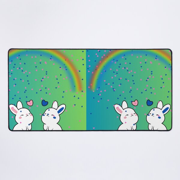Item preview, Bunny lovers under a rainbow designed and sold by dinomonkey.