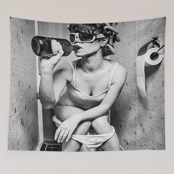 Item preview, Woman drinking on the toilet Poster designed and sold by harfOrdsLee.
