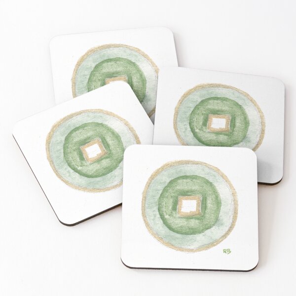 Item preview, Moneda de jade con pintura en el borde dorado designed and sold by A_Guy_With_Art_Supplies.
