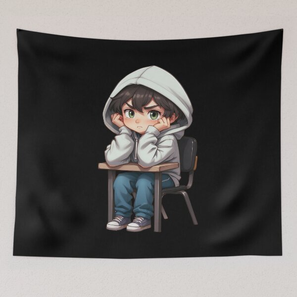 Item preview, Annoyed boy at desk designed and sold by TurtleDojo.
