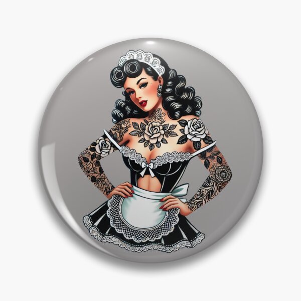 Item preview, Tattooed French Maid Pin-up designed and sold by PinUpPizzazz.