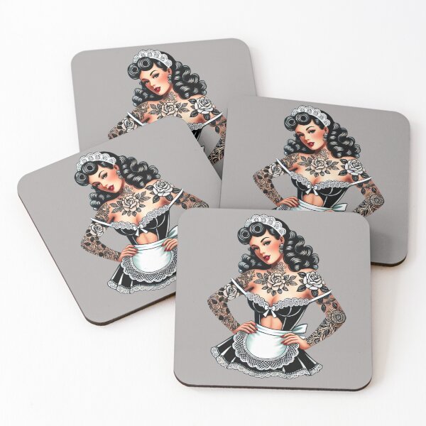 Item preview, Tattooed French Maid Pin-up designed and sold by PinUpPizzazz.