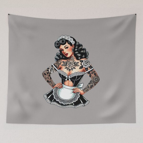 Item preview, Tattooed French Maid Pin-up designed and sold by PinUpPizzazz.